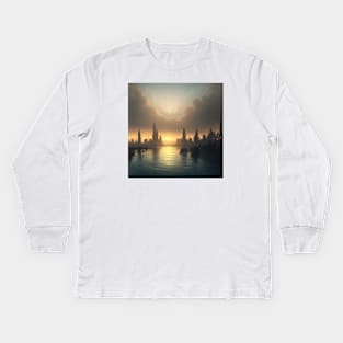 Coastal Sunset Metropolis Kids Long Sleeve T-Shirt